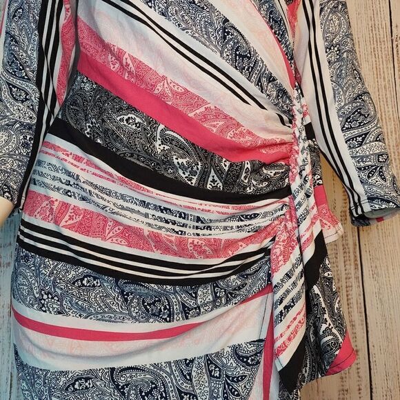 New York & Co Womens Paisley Stripe Ruffled Dress sz XS - Picture 10 of 15